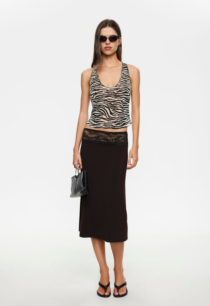 FIRST KISS MIDI SKIRT - CHOCOLATE