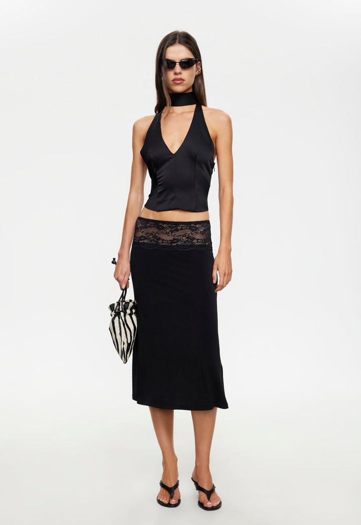 FIRST KISS MIDI SKIRT - NOIR