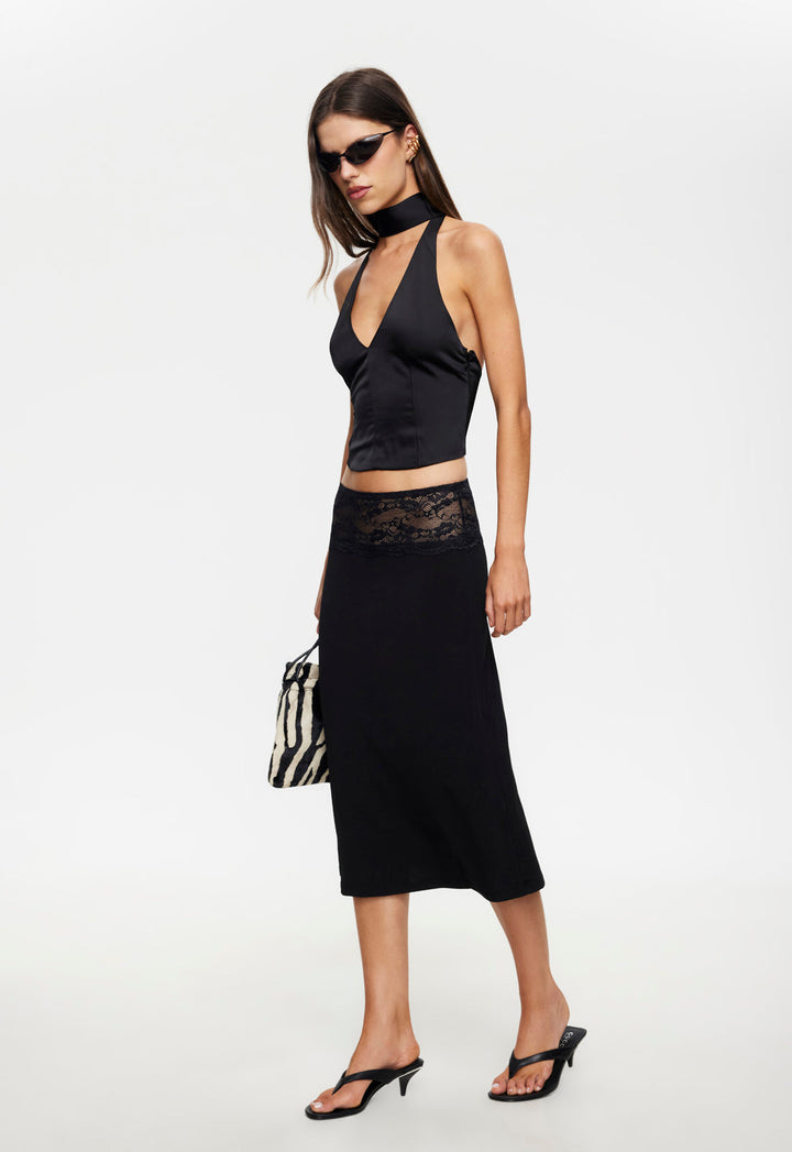 FIRST KISS MIDI SKIRT - NOIR