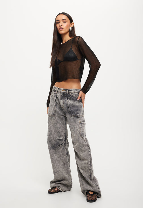 PALISADES LONG SLEEVE TOP - ONYX