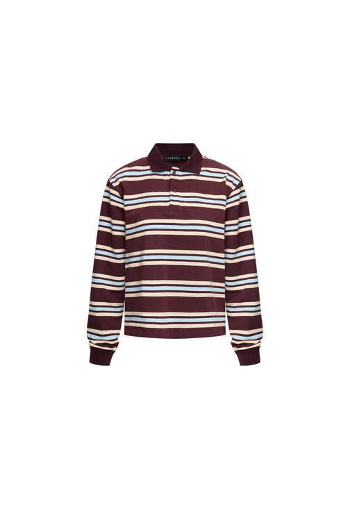 LEISURE LONG SLEEVE POLO - CHOCOLATE MULTI