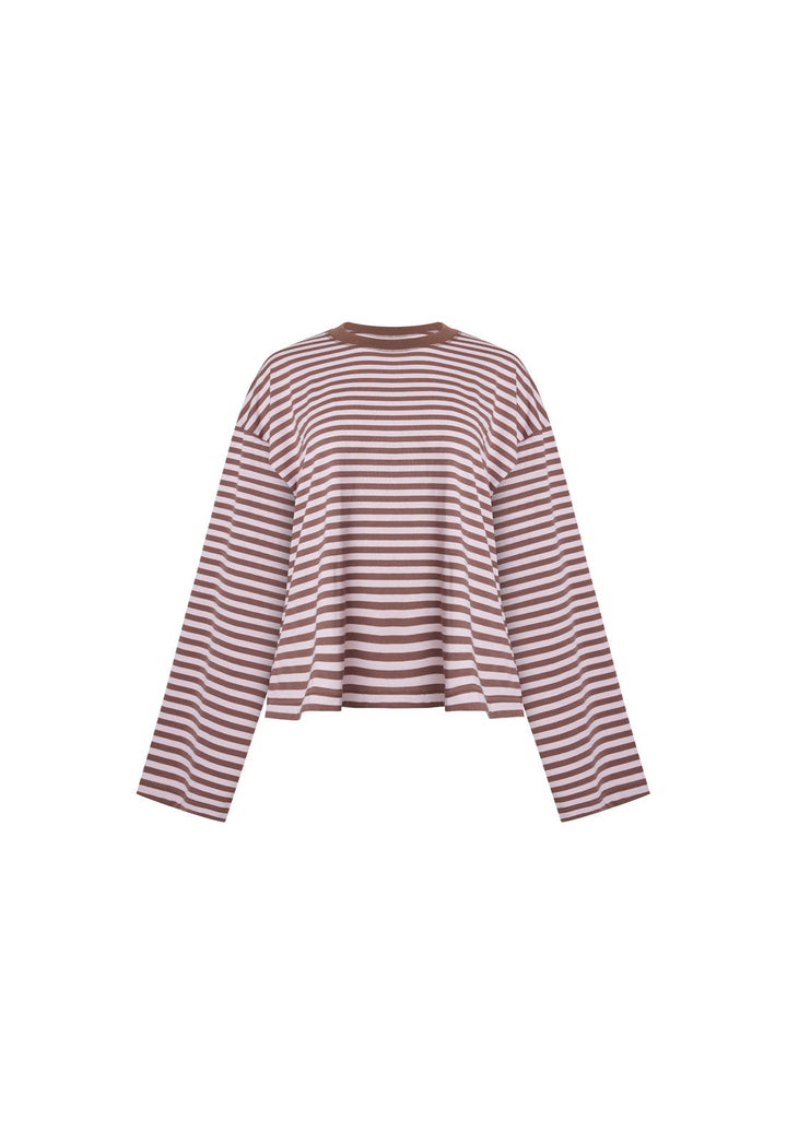 BLOOM LONG SLEEVE - CHOCOLATE BLUSH STRIPE
