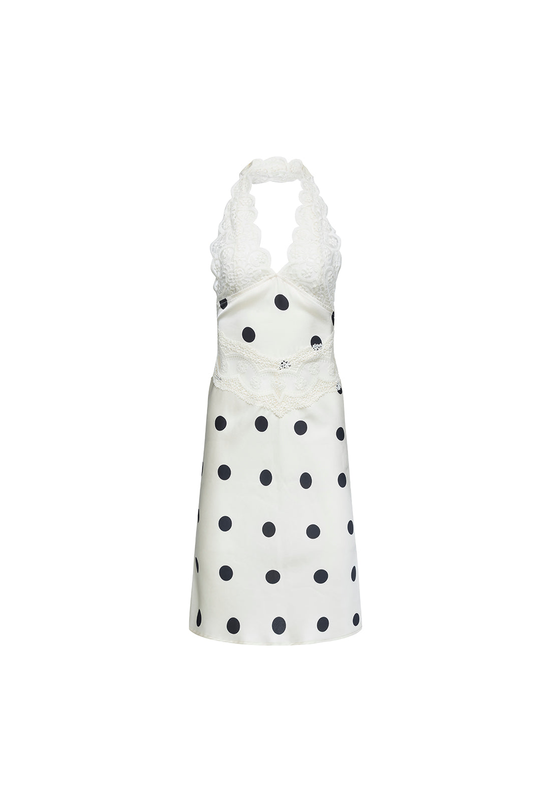 SOLANA MIDI DRESS - CREAM POLKA