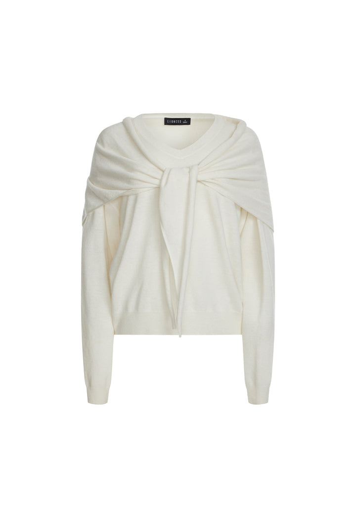 OLSEN V KNIT - PORCELAIN