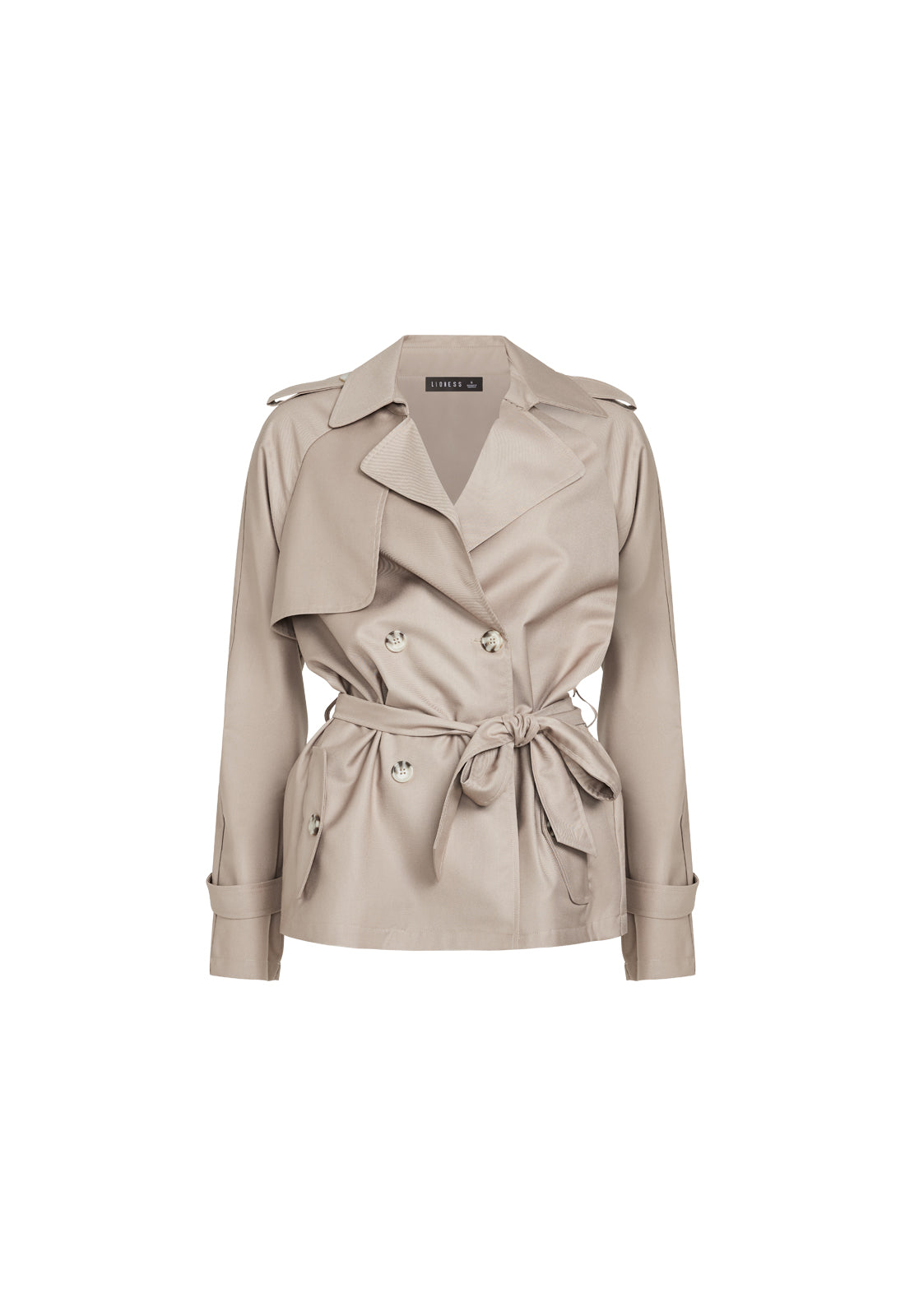 CROPPED TRENCHEROUS COAT - MUSHROOM