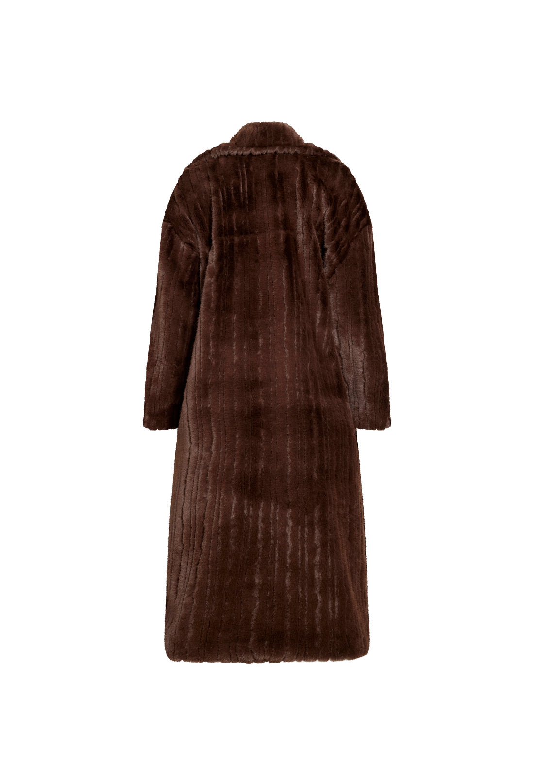 MOSS FAUX FUR COAT - CHOCOLATE
