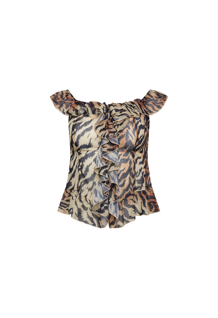 TIMELESS RUFFLE TOP - TIGER