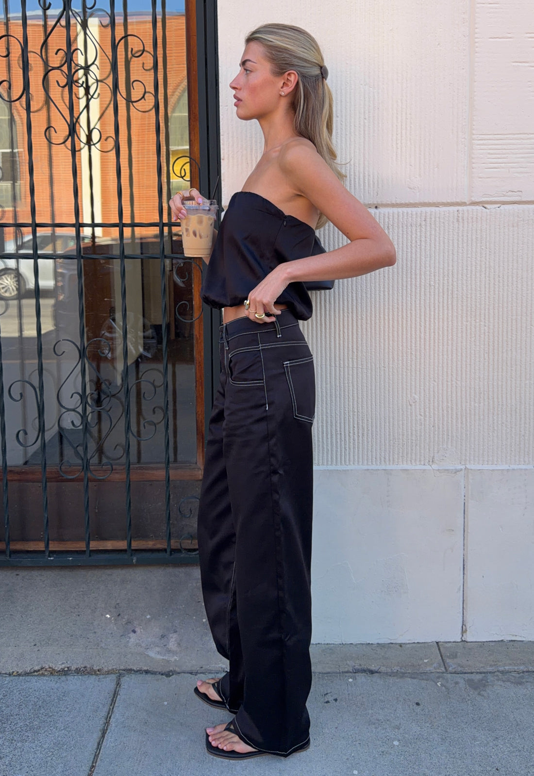 SERENITY SATIN PANT - NOIR