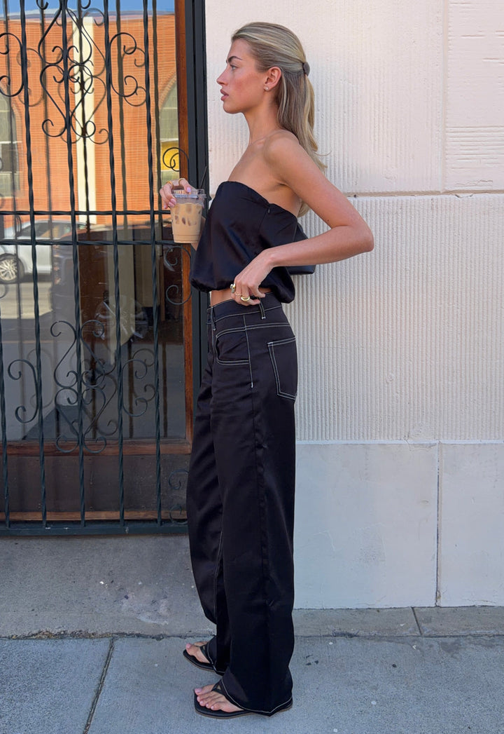 SERENITY SATIN PANT - NOIR