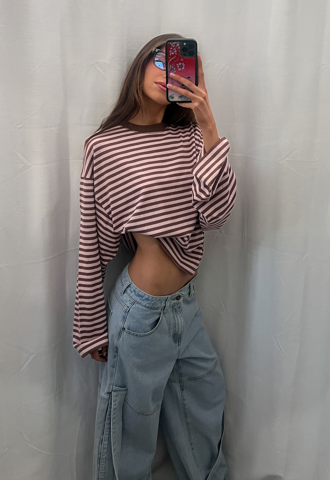 BLOOM LONG SLEEVE - CHOCOLATE BLUSH STRIPE – LIONESS FASHION USA