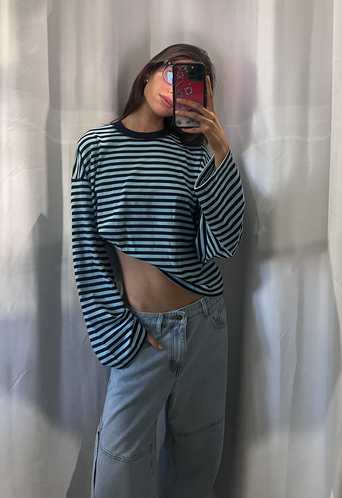 BLOOM LONG SLEEVE - NAVY SEA STRIPE