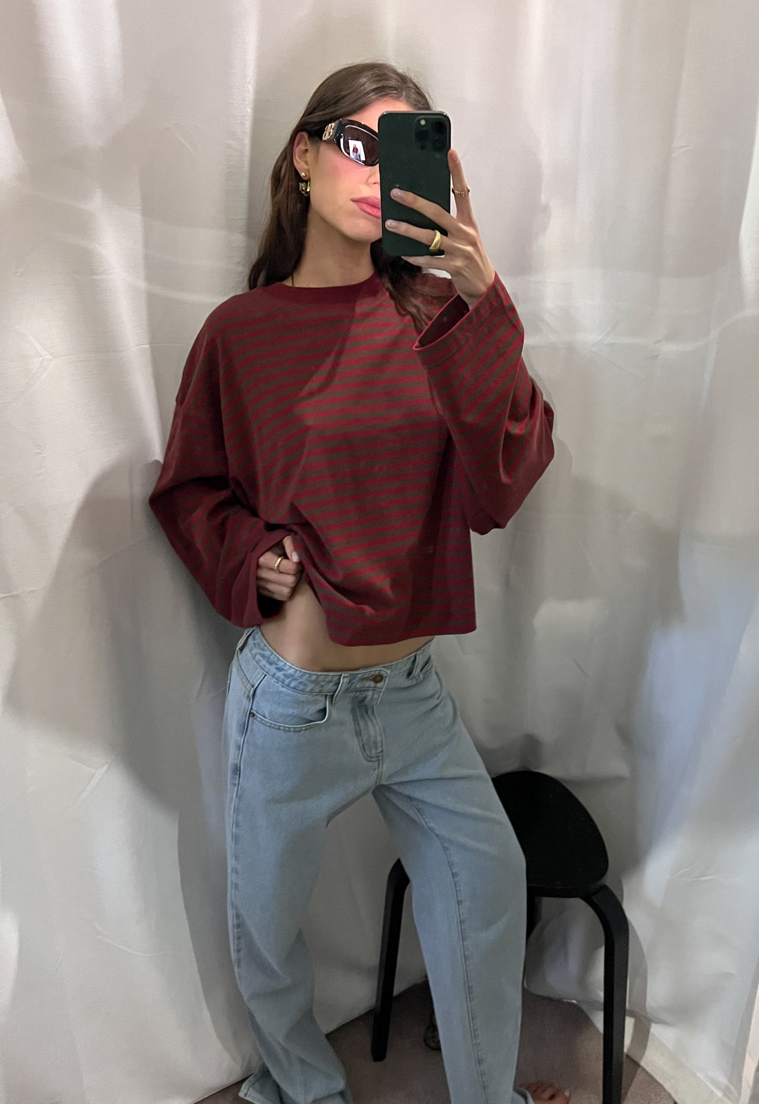 BLOOM LONG SLEEVE - CHOCOLATE WINE STRIPE