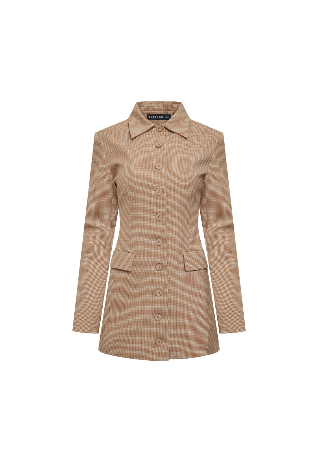 CHERI MINI DRESS - TAN PLAID