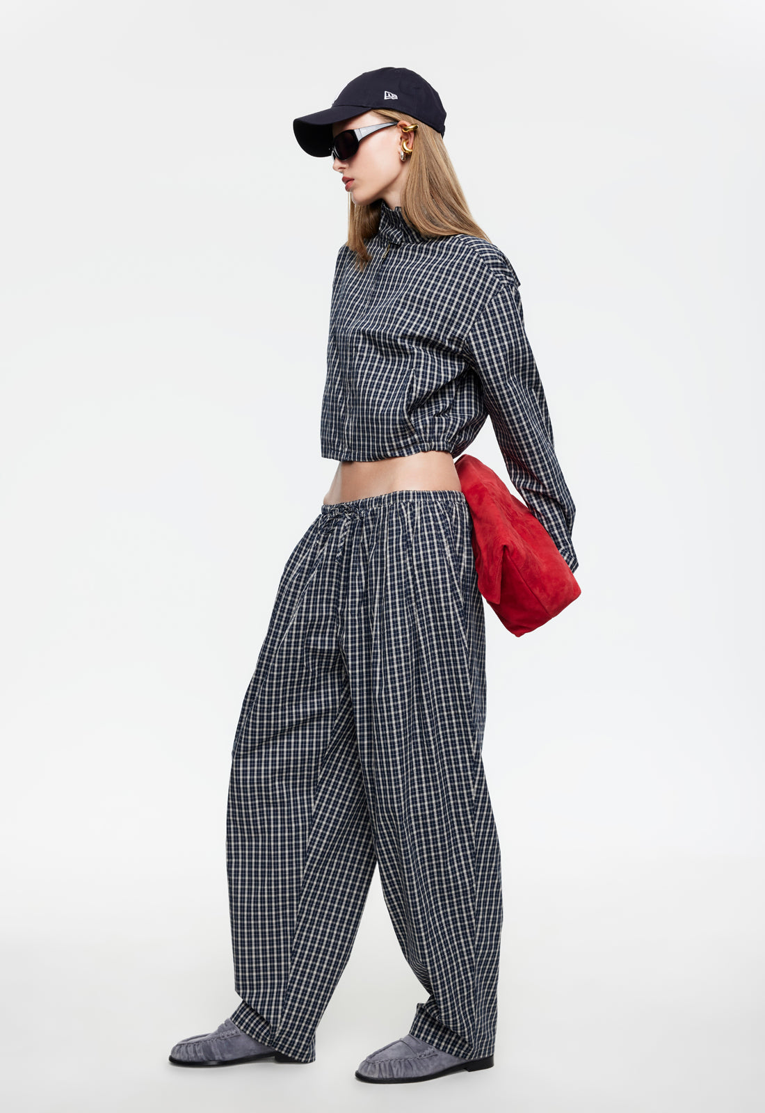 AURA JACKET - NAVY LEMON PLAID