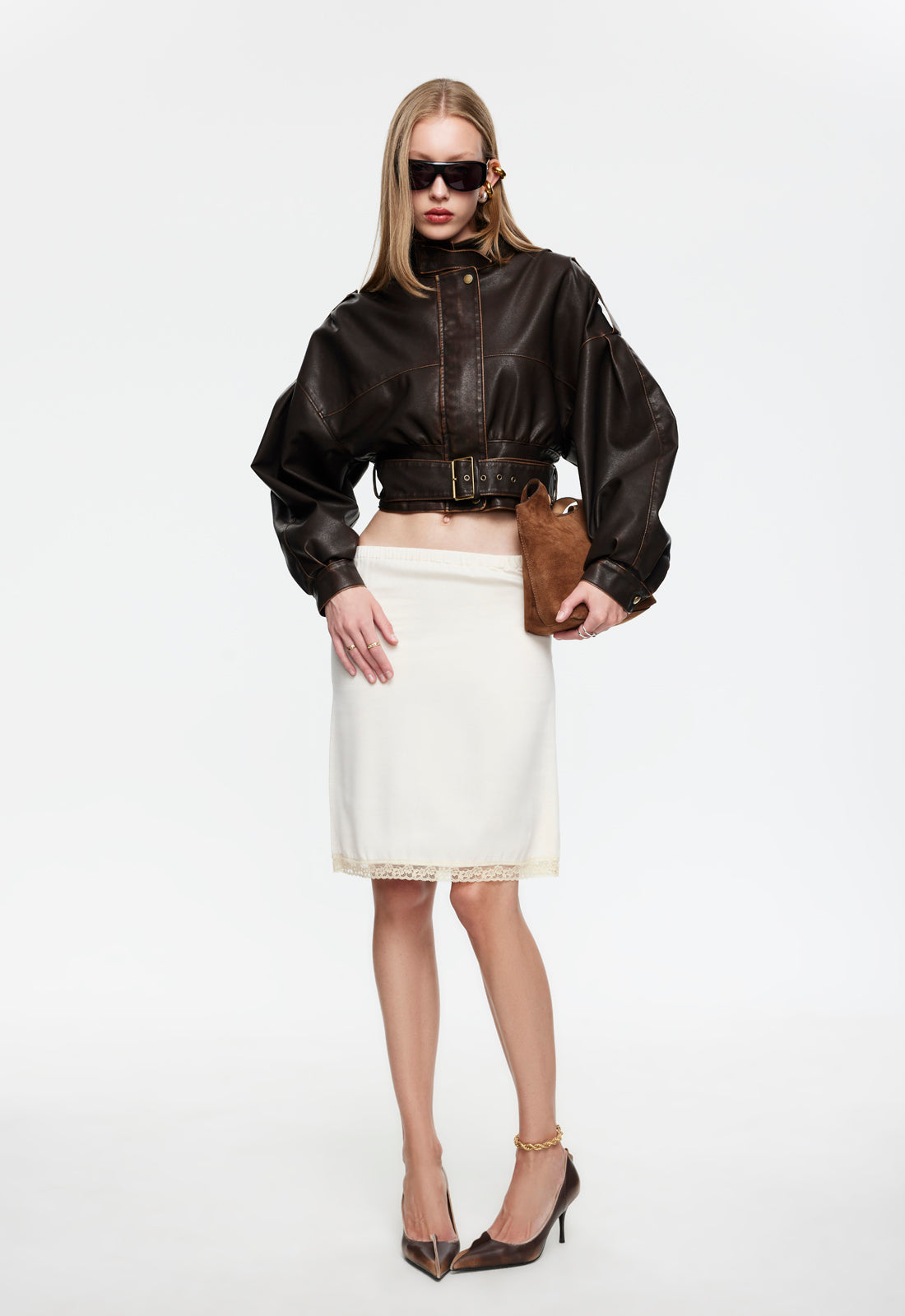 GIGI LEATHER JACKET - CHOCOLATE