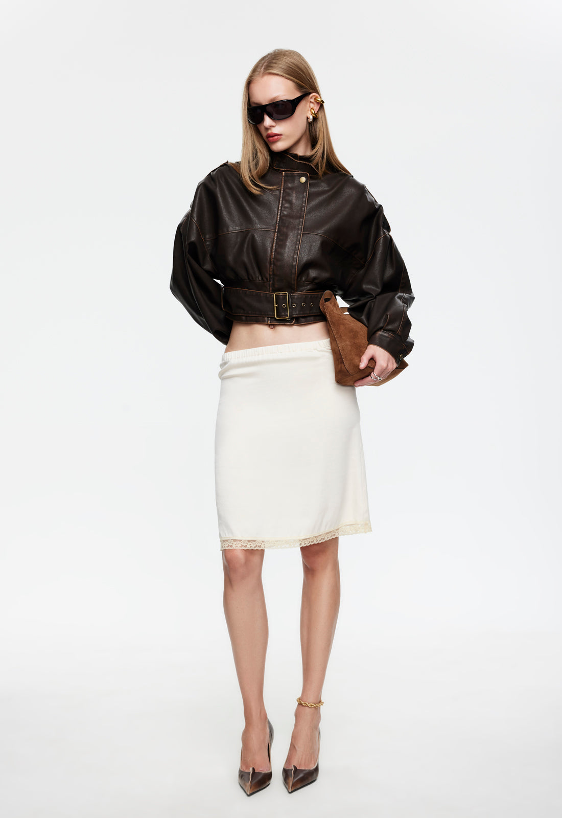 GIGI LEATHER JACKET - CHOCOLATE