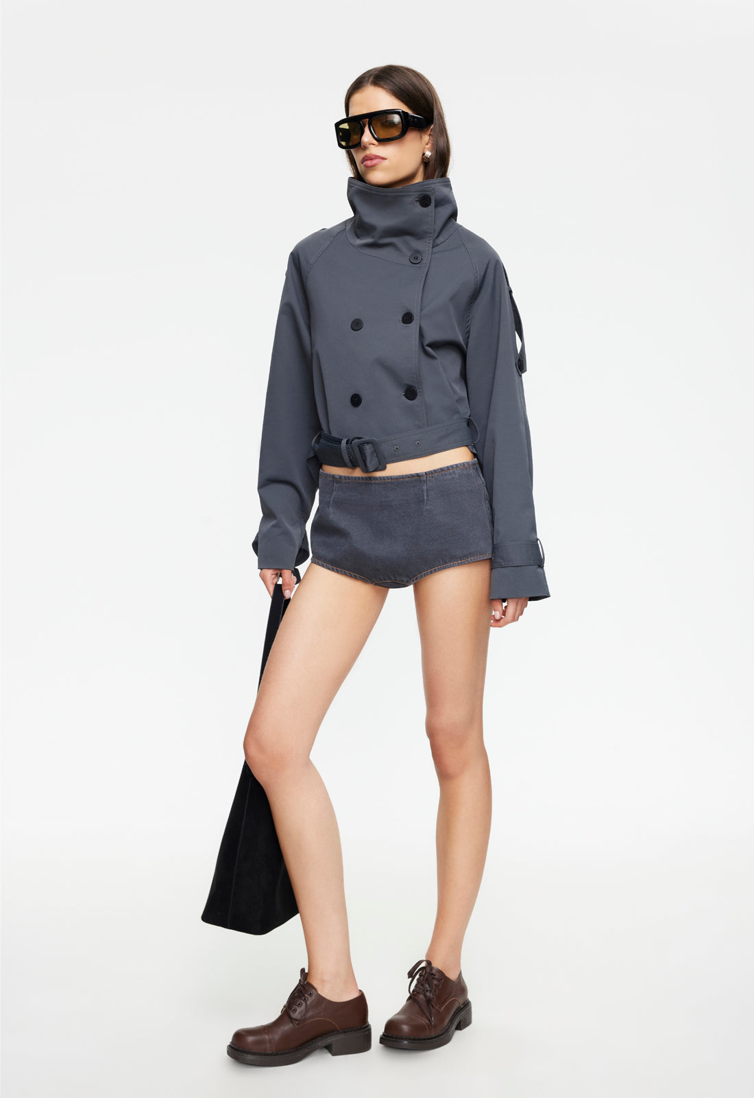 BLANC CROPPED TRENCH - OLIVE – LIONESS FASHION USA