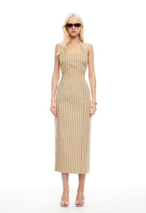 LES DEUX MIDI DRESS - STONE STRIPE