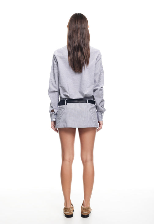 CHAPTER ONE MINI DRESS - CHARCOAL STRIPE
