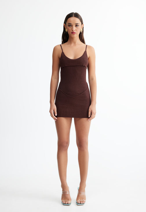 BELLA MINI DRESS - CHOCOLATE