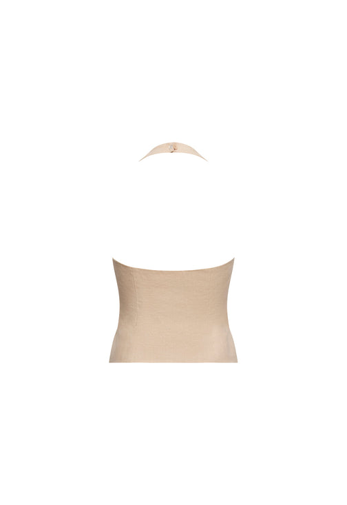 DAYDREAM HALTER TOP - DEEP WHEAT
