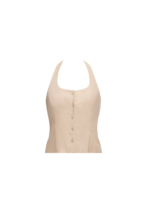 DAYDREAM HALTER TOP - DEEP WHEAT