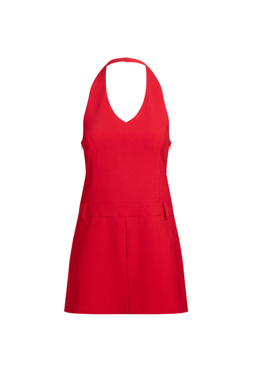 REIGN MINI DRESS - CRIMSON