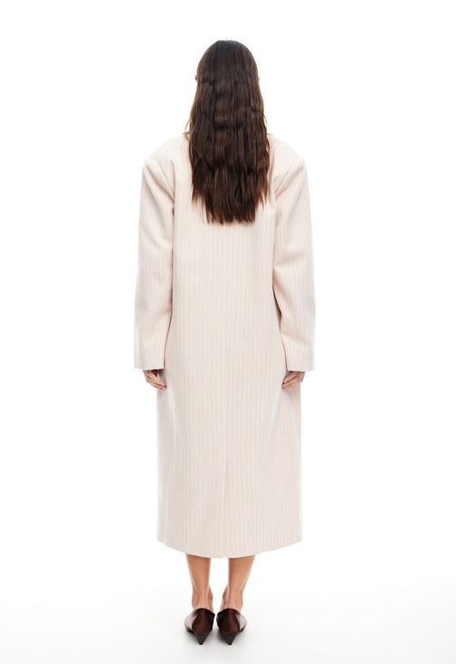 OLSEN COAT - BEIGE PINSTRIPE