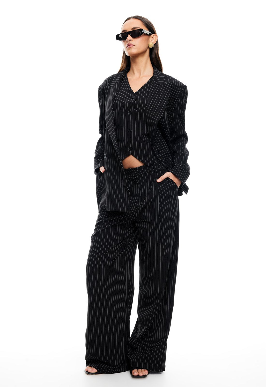 HEIRESS BLAZER - ONYX PINSTRIPE