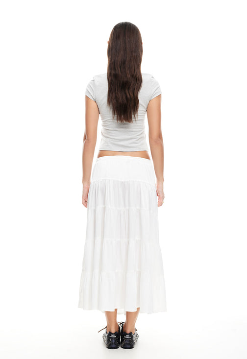 KIERA TIERED SKIRT - PORCELAIN