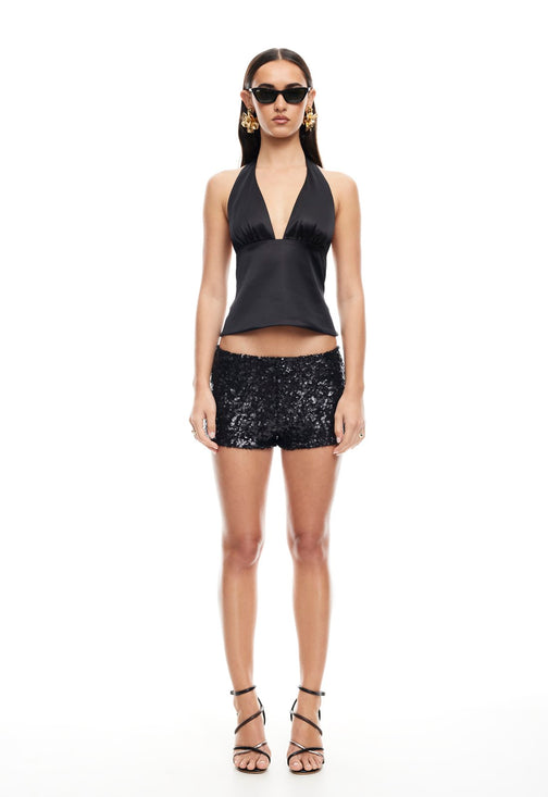 OPULENCE HALTER TOP - ONYX