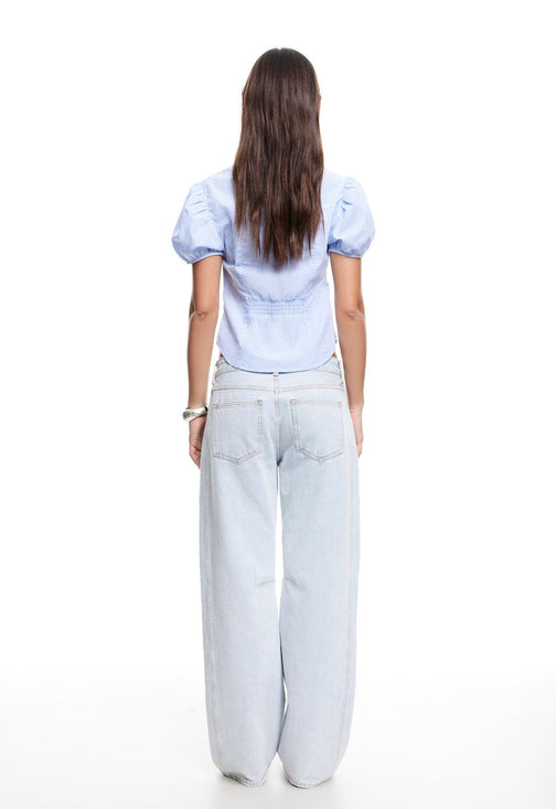 MON CHERI BLOUSE - BLUE STRIPE