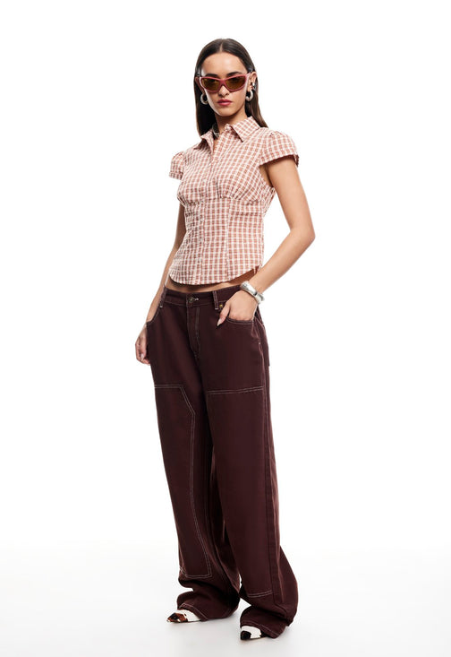 MON CHERI BLOUSE - PINK CHECK