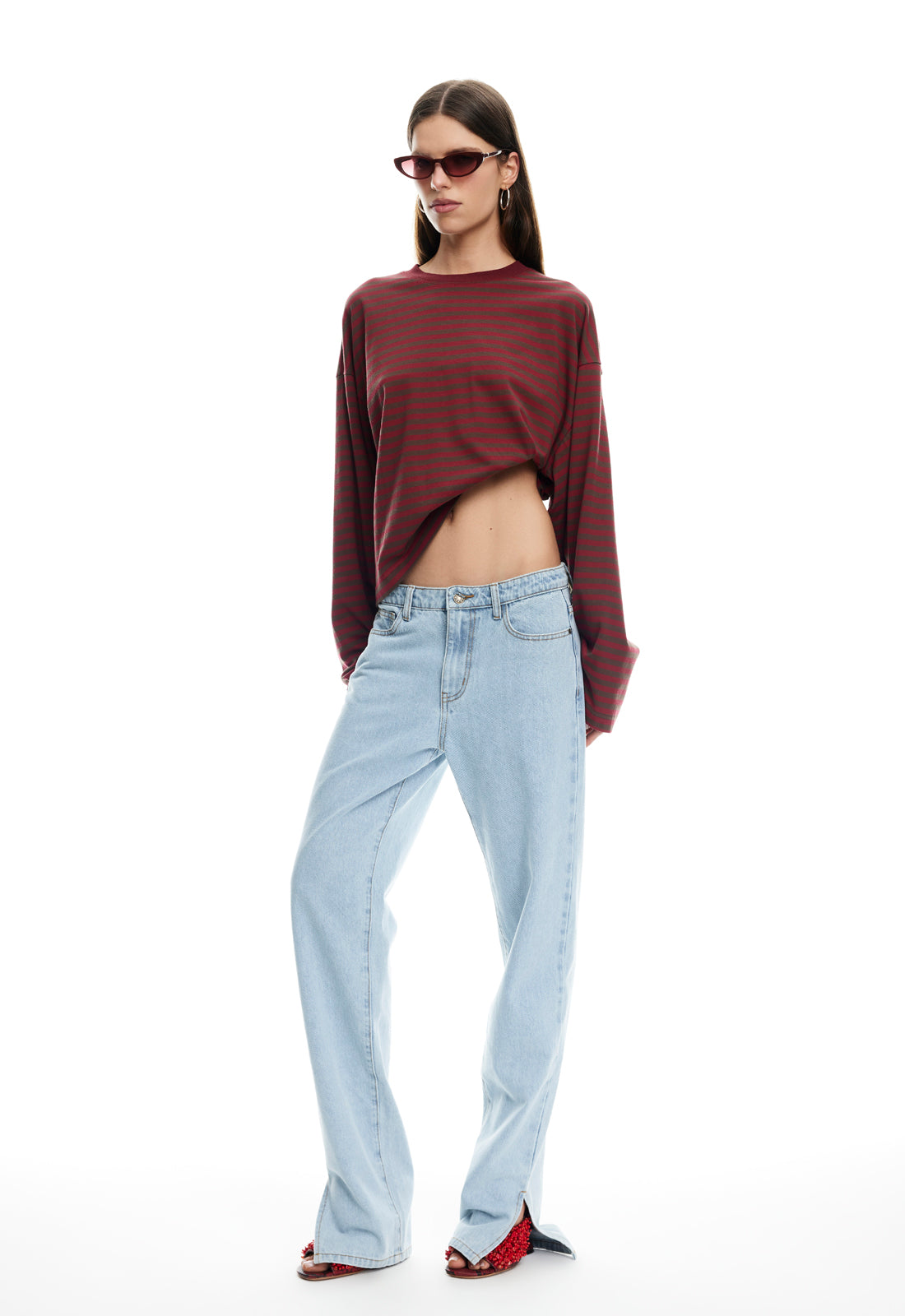 BLOOM LONG SLEEVE - CHOCOLATE WINE STRIPE