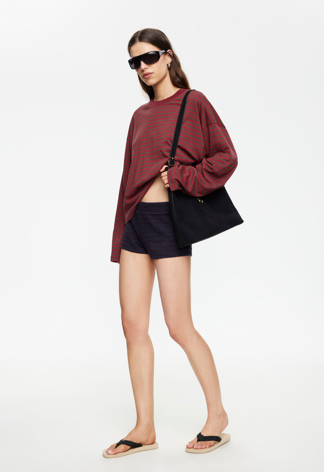 BLOOM LONG SLEEVE - CHOCOLATE WINE STRIPE
