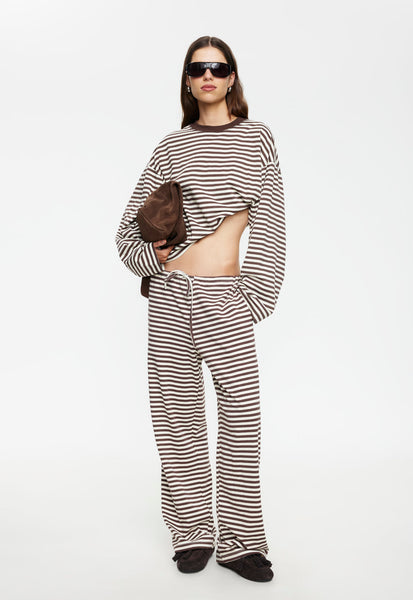 BLOOM PANT - DARK CHOCOLATE STRIPE – LIONESS FASHION USA