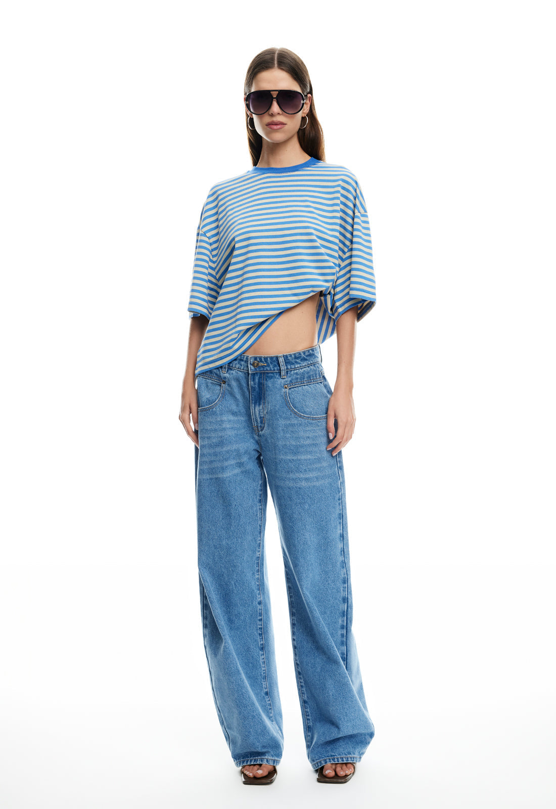 BLOOM SHORT SLEEVE - MICKEY BLUE STRIPE – LIONESS FASHION USA