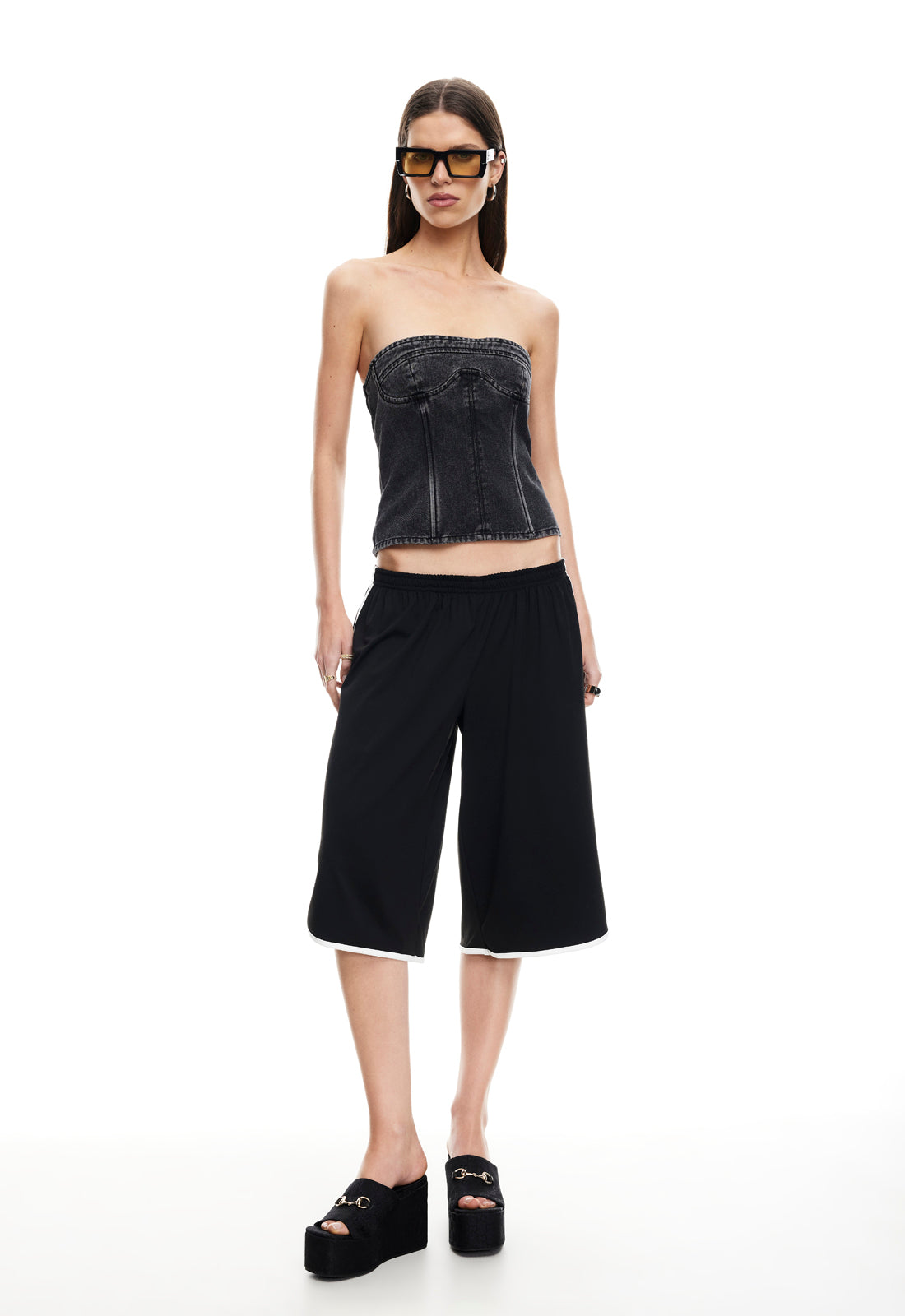 SWEETNESS STRAPLESS TOP - WASHED ONYX