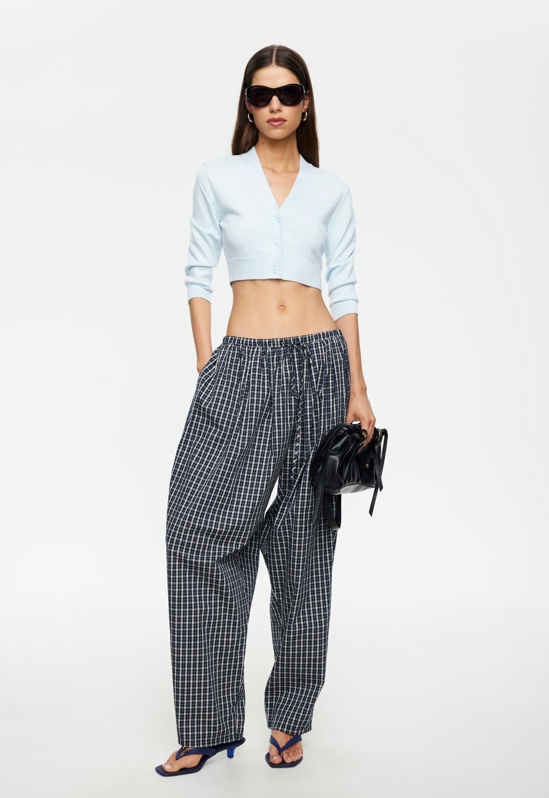 AURA PANT - NAVY LEMON PLAID