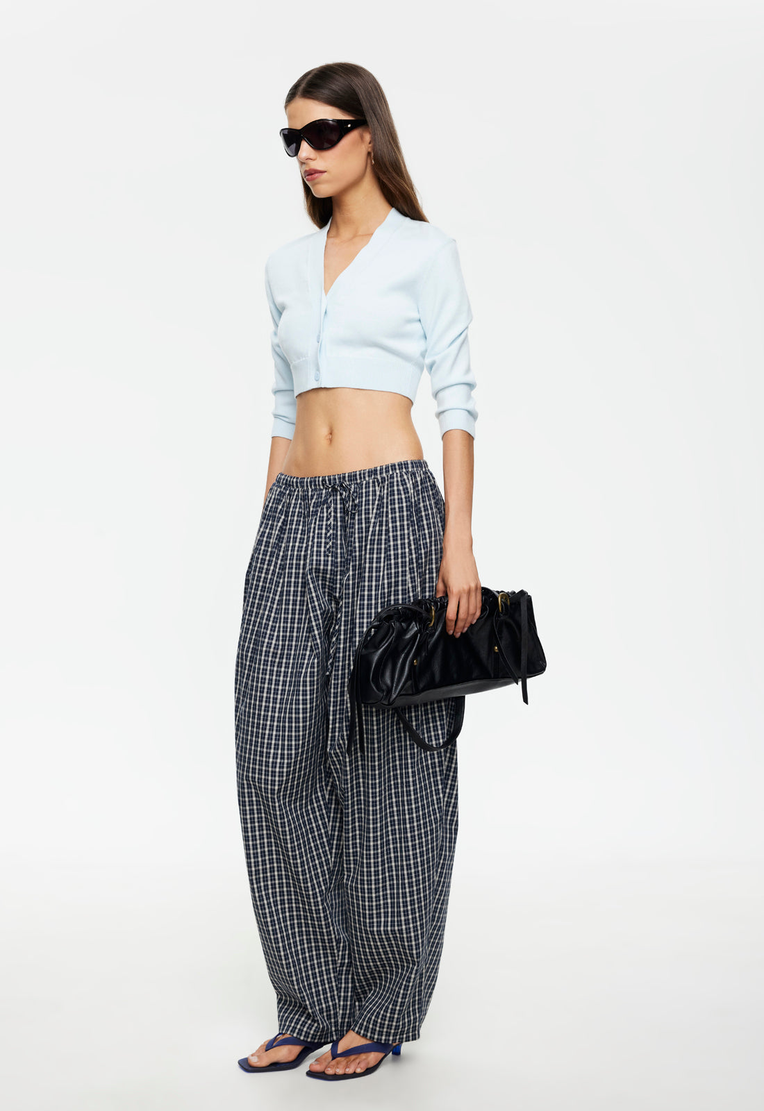 AURA PANT - NAVY LEMON PLAID