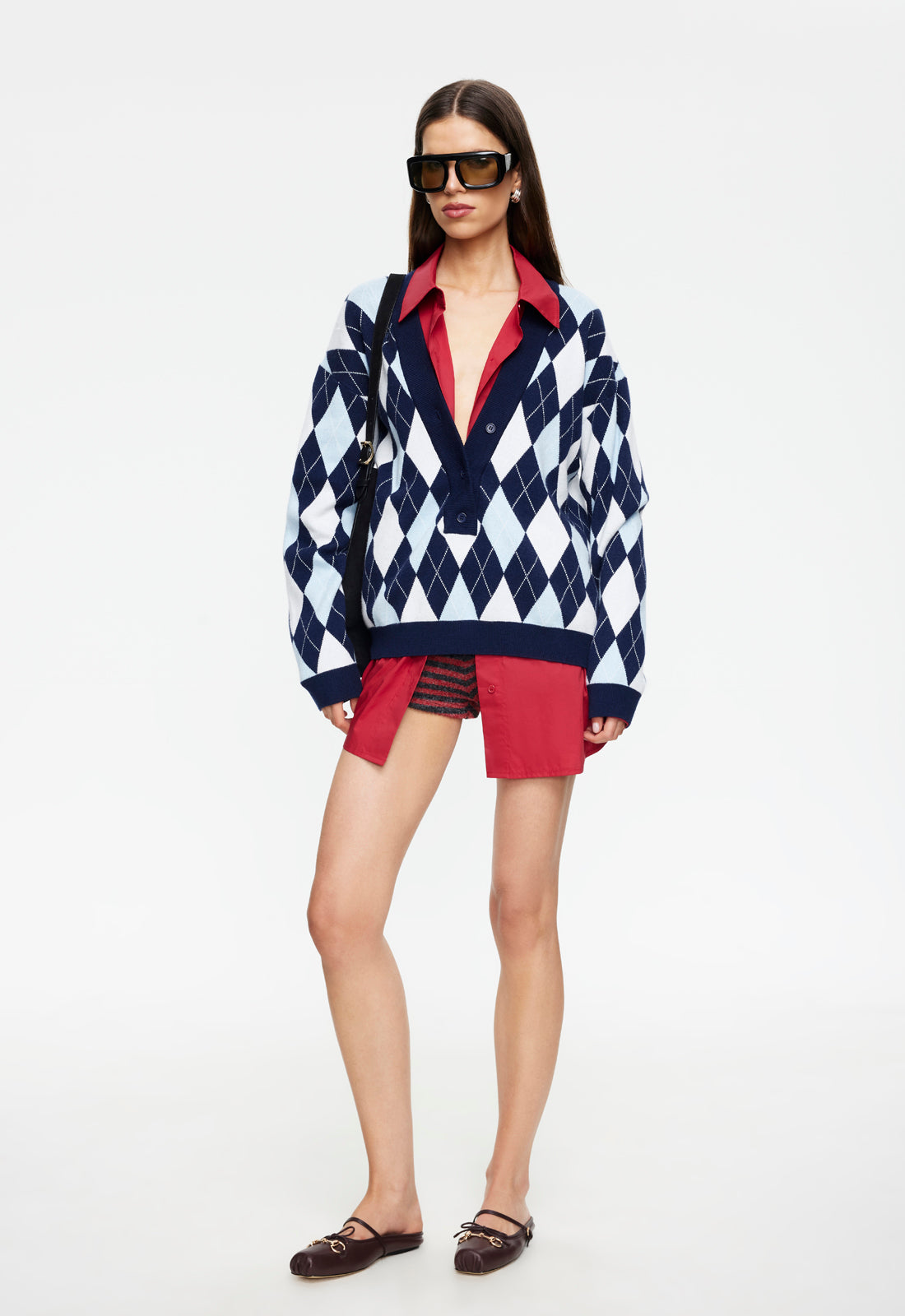 ア*ラ様 Supreme Argyle Quaater Zip Knit Pol Supreme Argyle Zip Polo Grey | Hype Clothinga