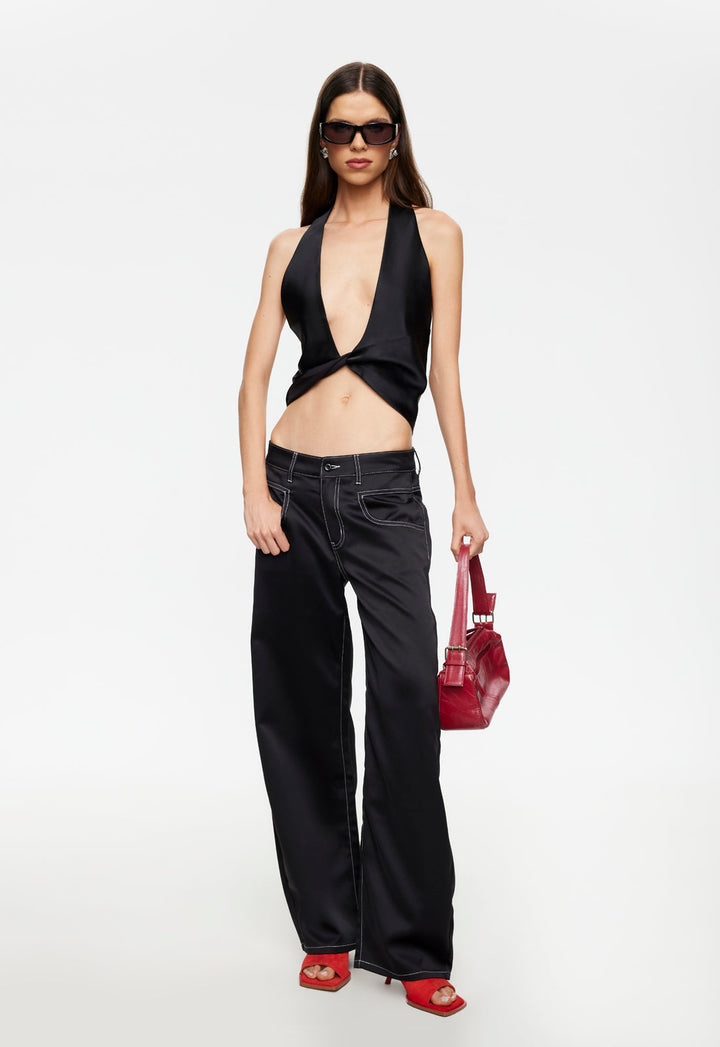 SERENITY SATIN PANT - NOIR