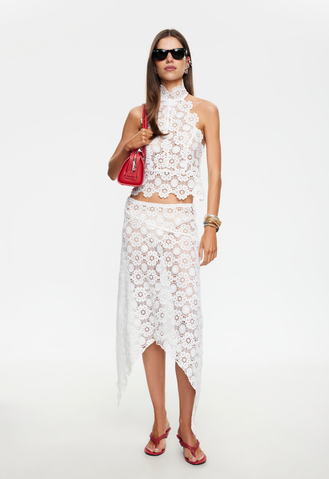 TROPHY MIDI SKIRT - PORCELAIN
