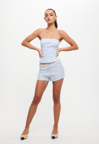 ALLURE STRAPLESS TOP + COME AS YOU ARE SHORTS PALE BLUE
