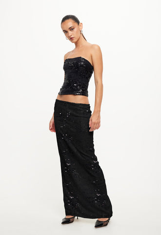 SHE'S ALL THAT STRAPLESS TOP + MAXI SKIRT ONYX