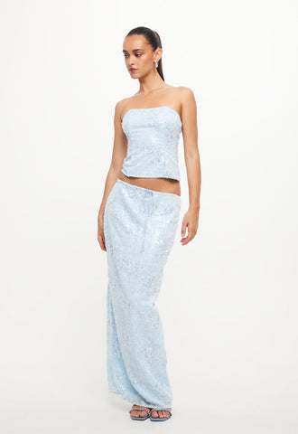 SHE'S ALL THAT STRAPLESS TOP + MAXI SKIRT SKY BLUE