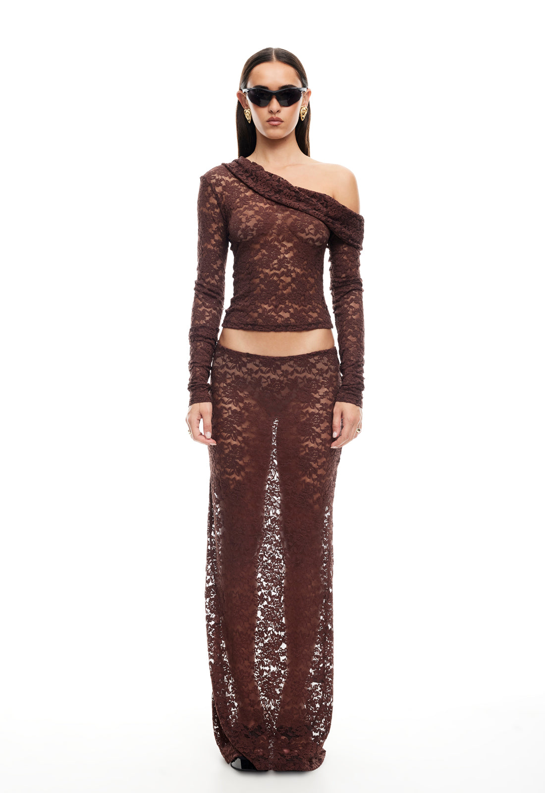 BLACK SWAN LACE MAXI - CHOCOLATE