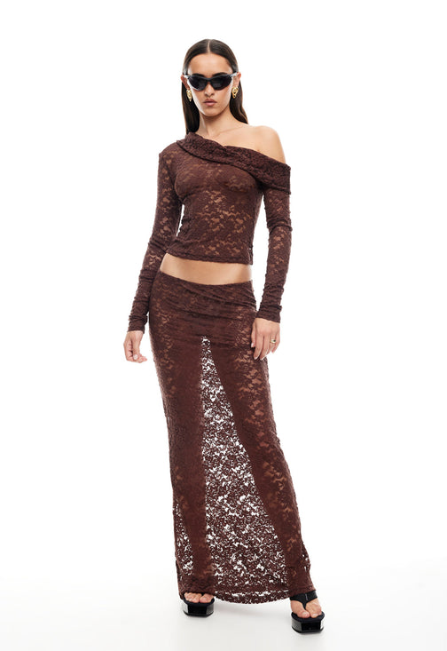 BLACK SWAN LACE MAXI - CHOCOLATE