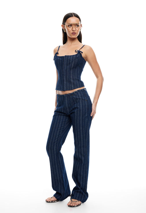 CHARISMATIC DENIM CORSET - DARK PINSTRIPE