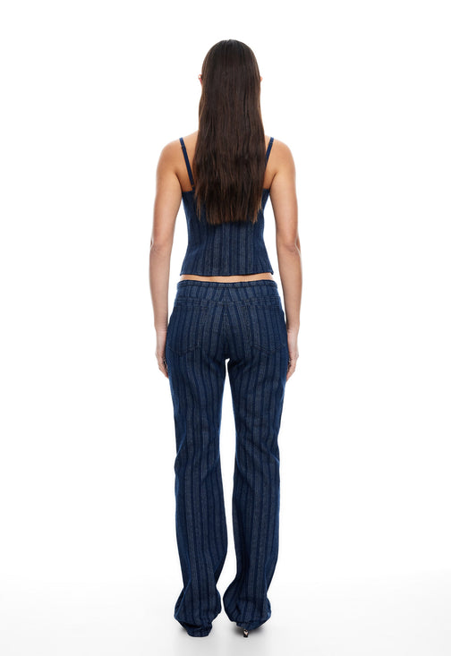 CHARISMATIC DENIM CORSET - DARK PINSTRIPE